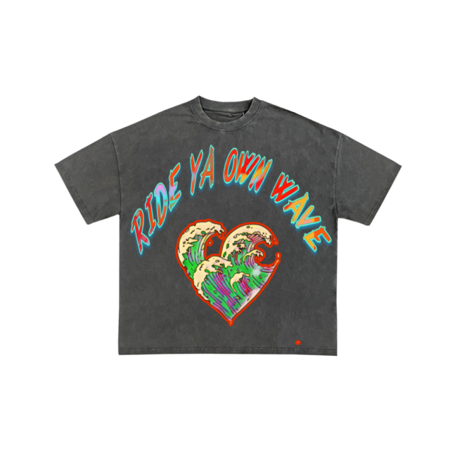 Stay Wavey- Grey Washed Tee