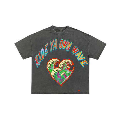 Stay Wavey- Grey Washed Tee