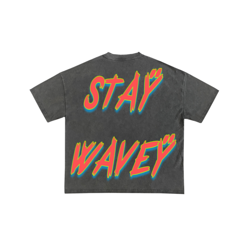 Stay Wavey- Grey Washed Tee