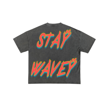 Stay Wavey- Grey Washed Tee
